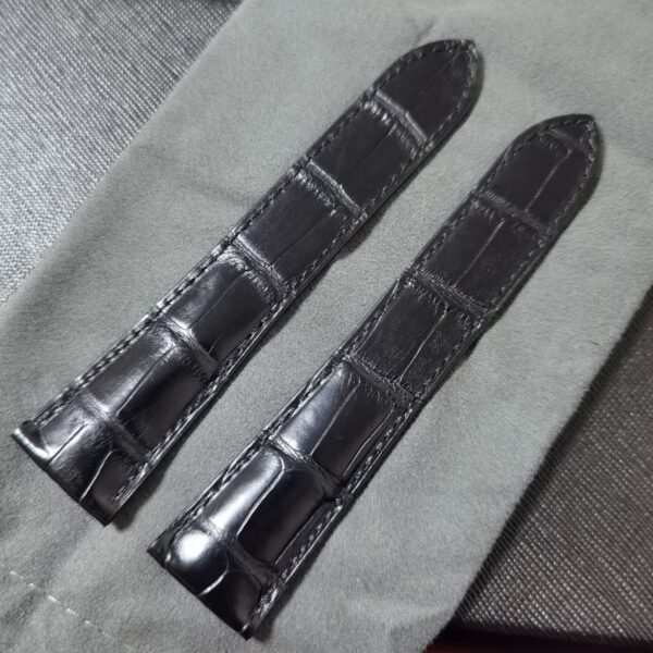 Cartier Tank Alligator Belly Scale black leather watch band best custom handmade