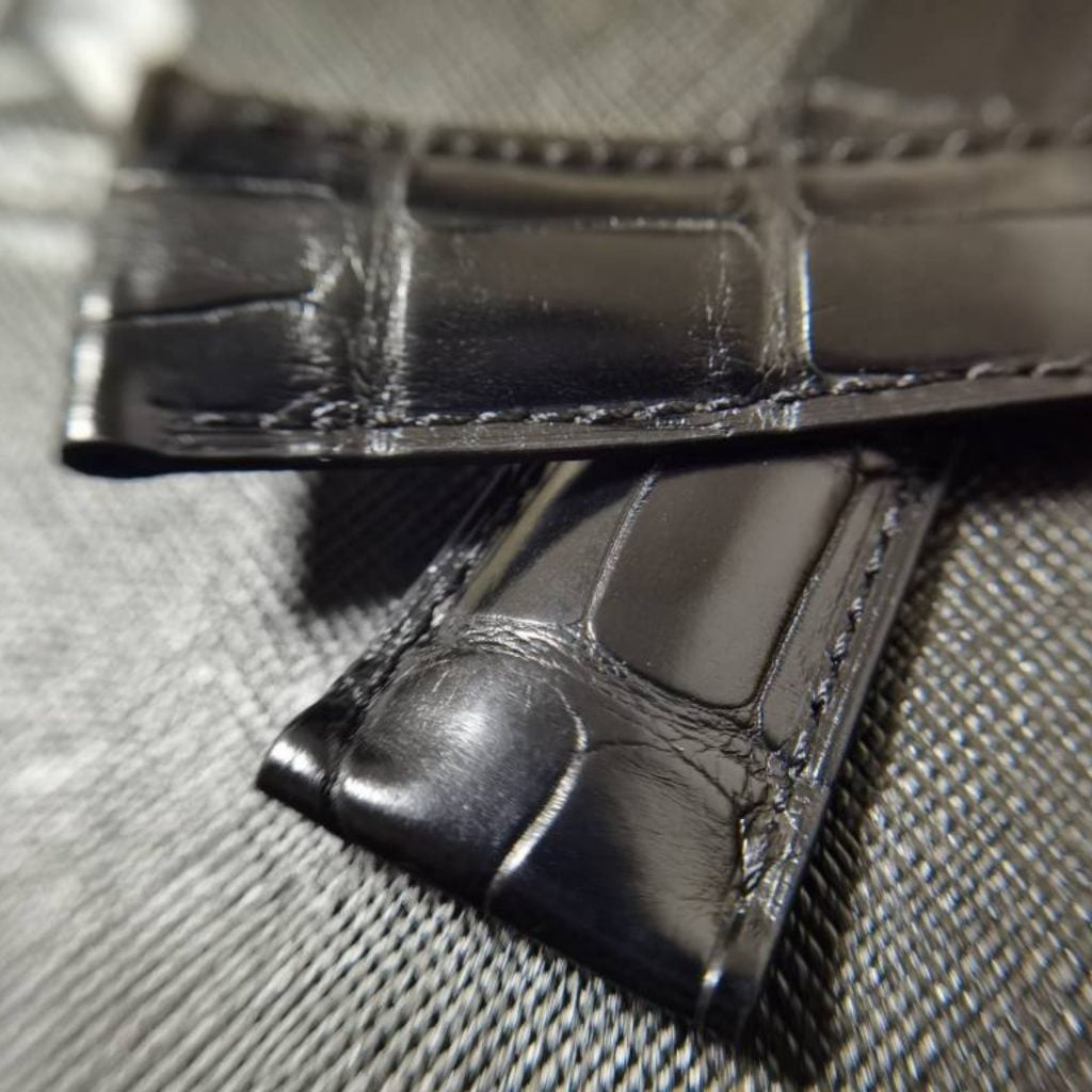 Cartier Tank Alligator Belly Scale black leather watch band best custom handmade