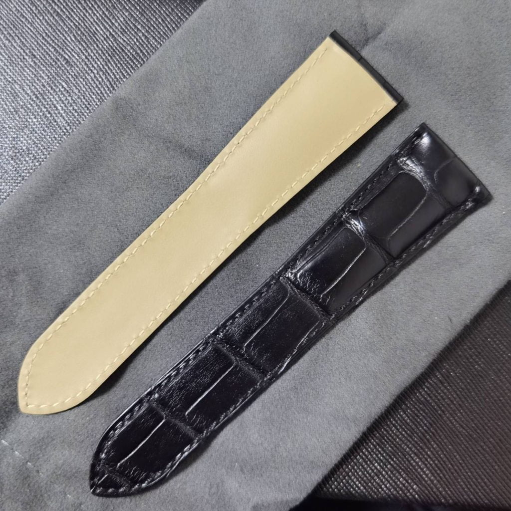 Cartier Tank Alligator Belly Scale black leather watch band best custom handmade