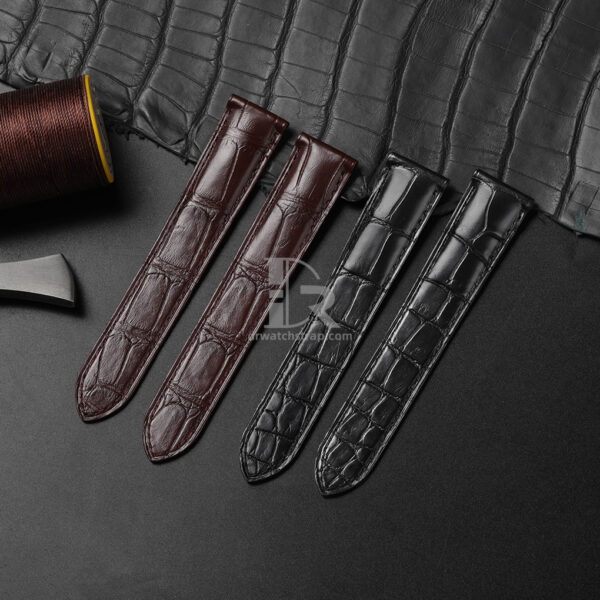 Custom Black Brown Alligator leather strap replacement for Cartier Tank must