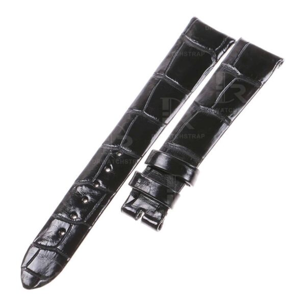Custom handmade Belly-Scale black alligator leather watchband for Ulysse Nardin strap