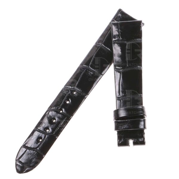 Custom Belly-Scale black alligator leather watchband for Ulysse Nardin strap