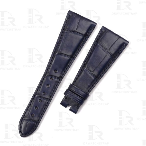 Custom genuine alligator Dark Blue leather watch strap replacement for Bvlgari Assioma watch