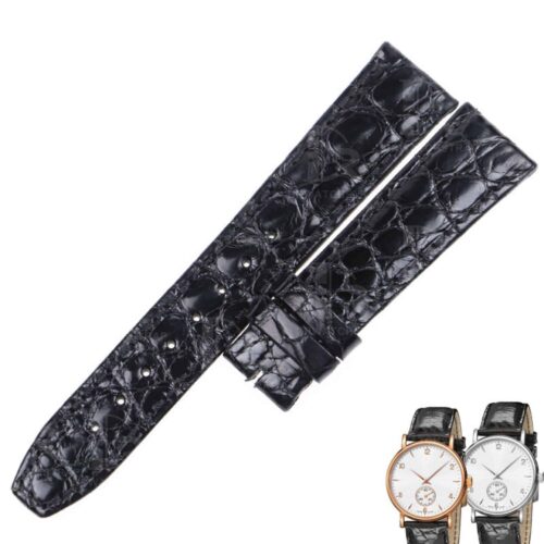Custom handmade black alligator replacement leather watch band for Carl F Bucherer strap