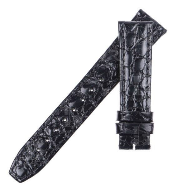 Custom handmade black alligator replacement leather watchbands for Carl F Bucherer straps