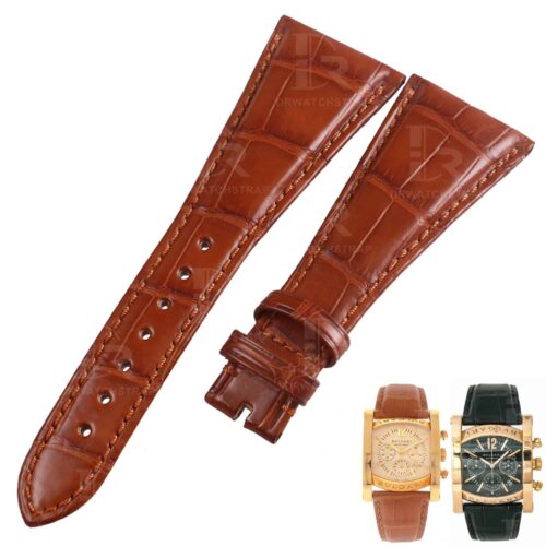 Custom Alligator crocodile handmade brown replacement Bulgari leather watch strap and watch band replacement for Bvlgari Bvlgari / Assioma