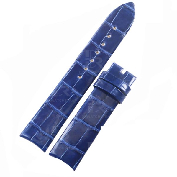 Curved end custom handmade replacement blue leather watchbands for Franck Muller 8038 8035 strap