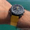 Custom nylon canvas velcro strap yellow elastic watch band 20mm 21mm for Omega speedmaster watch