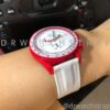 Custom nylon canvas velcro strap white elastic watch band 20mm for Omega x Swatch Mission to Mars red watch Real image of the watchband