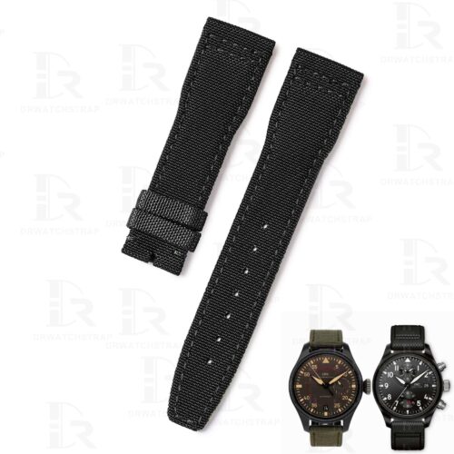 Custom Textile nylon canvas replacement black watch bands and straps for IWC Pilot Chronograph Le Petit Prince Mark Xviii watches