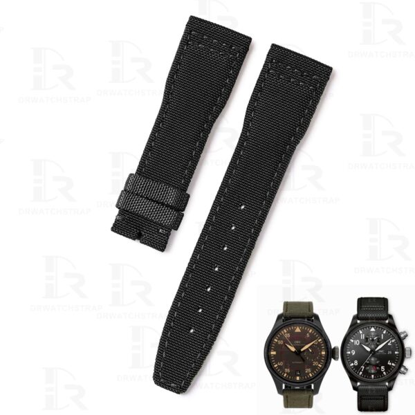 Custom Textile nylon canvas replacement black watch bands and straps for IWC Pilot Chronograph Le Petit Prince Mark Xviii watches