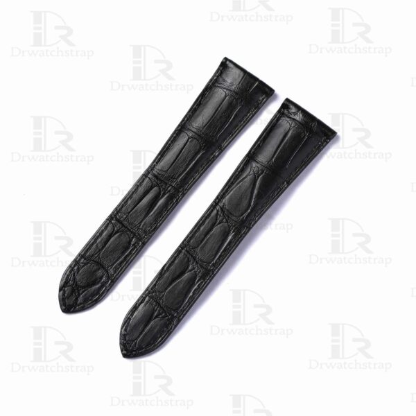 Handmade custom cartier tank must Black leather watchbands 16mm 18mm 20mm 23mm for sale