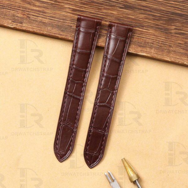 Handmade custom cartier tank must Brown leather watchbands 16mm 18mm 20mm 23mm for sale (2)