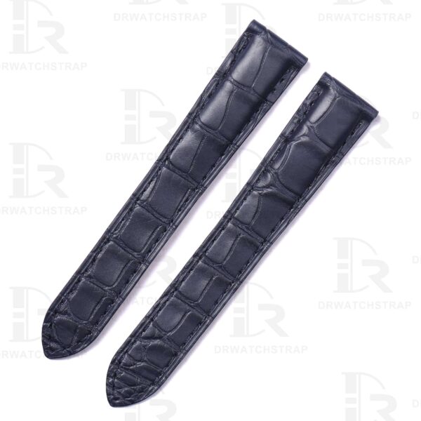 Handmade custom cartier tank must Dark Blue leather watchbands 16mm 18mm 20mm 23mm for sale (1)