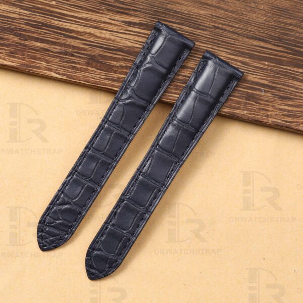 Handmade custom cartier tank must Dark Blue leather watchbands 16mm 18mm 20mm 23mm for sale (2)