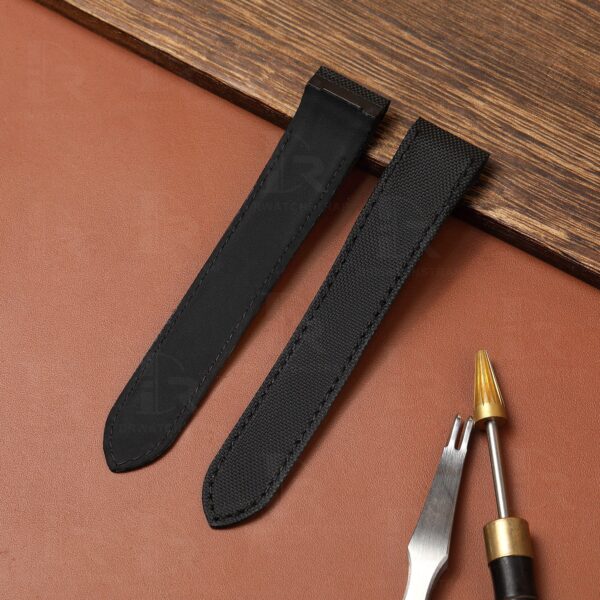 Black nylon watch strap for Cartier De Santos 100 from DR Watchstrap with premium canvas kevlar material