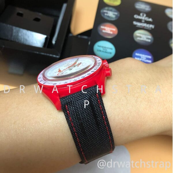 Omega x Swatch Speedmaster NEW 2022 black Nylon Canvas watch band Black velcro strap 20mm replacement