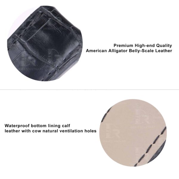 Curved-end custom black alligator leather watch bands for Corum Bubble Casino strap for sale Curved-end custom black alligator leather watch bands for Corum Bubble Casino strap for sale