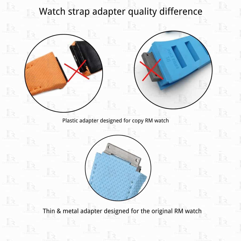 Aftermarket plastic adapter vs metal connector for Richard Mille watch band rubber and canvas