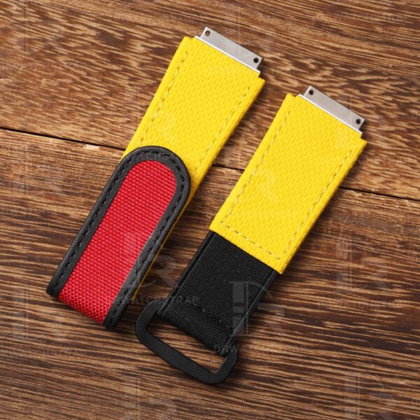 Custom handmade RM067 Replacement Richard Mille 067 yellow rubber material velcro elastic strap watchband (2)