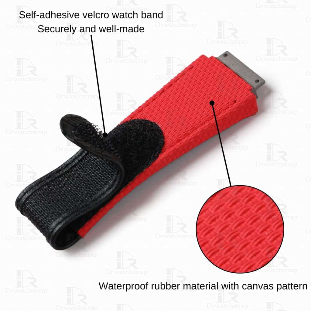Custom red rubber velcro elastic replacement watch strap Richard Mille band RM watchband aftermarket (22)