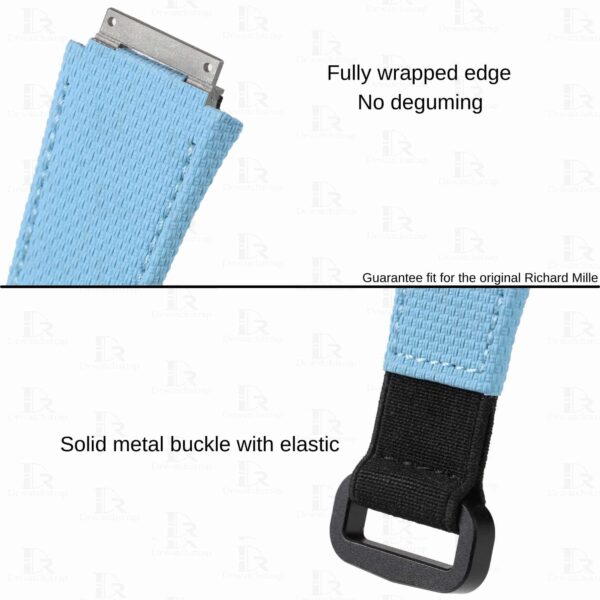 Custom rubber velcro watch band and elastic blue replacement watch strap for Richard Mille RM luxury watches aftermarket watch bands