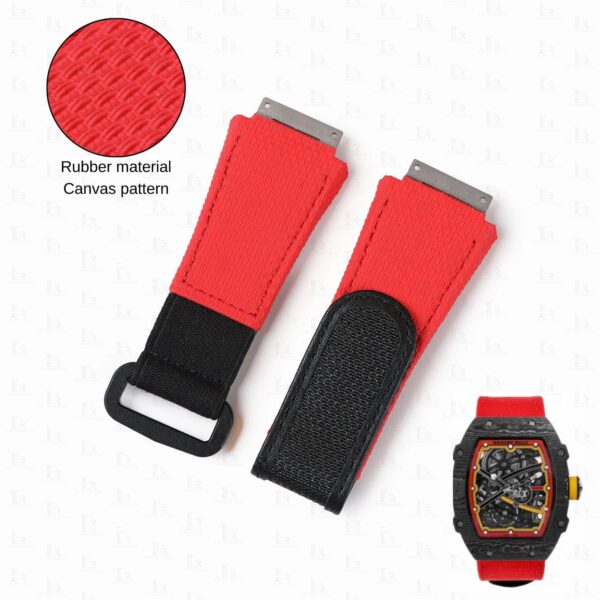 Custom rubber velcro watch band and elastic red replacement strap for Richard Mille RM 035 030 055 011 016 059 067 067-02 027 07 aftermarket for sale
