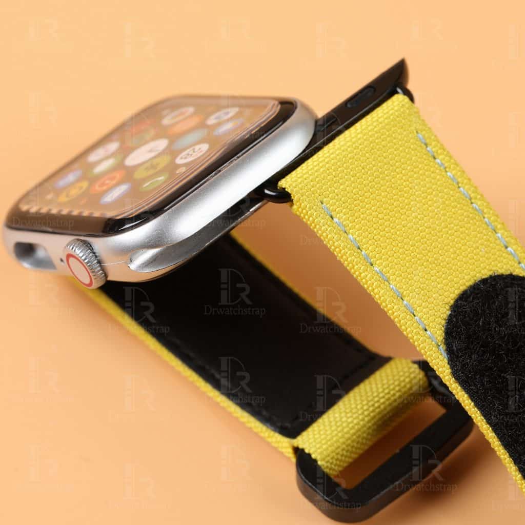 Custom yellow velcro watch strap for Apple watch band