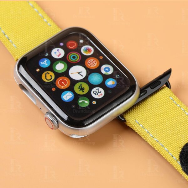 Custom yellow velcro watch strap for Apple watch band