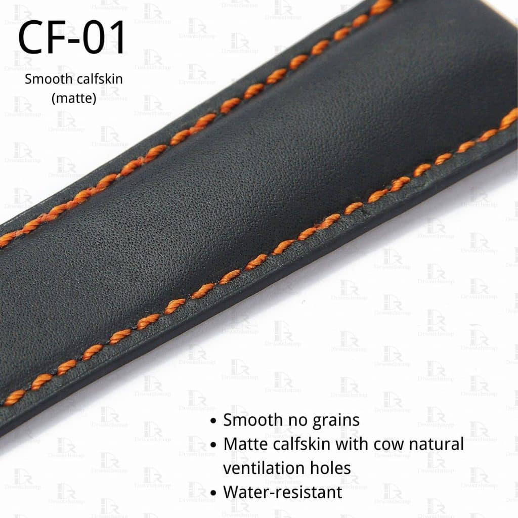 Smooth calfskin leather watch band strap