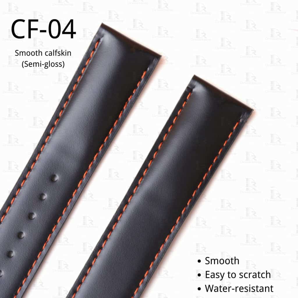 Smooth calfskin leather watch band strap semi gloss