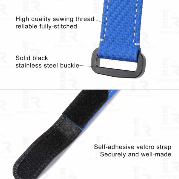 Custom canvas blue replacement velcro rubber band bracelets and watch straps 20mm for Rolex, Blancpain, Omega