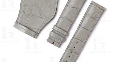 Custom genuine gray calf leather alligator grain 20mm Rolex Bund leather watch band and strap replacement for Rolex, Omega, Tudor, Oris, Daytona, Hamilton