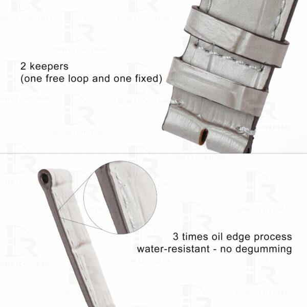 Best quality custom genuine calf leather alligator grain Rolex Bund band leather watch band and strap replacement for Rolex, Omega, Tudor, Oris, Daytona, Hamilton and more watches with flat end - Shop the high-end quality bund style straps and watchbands online at a low price