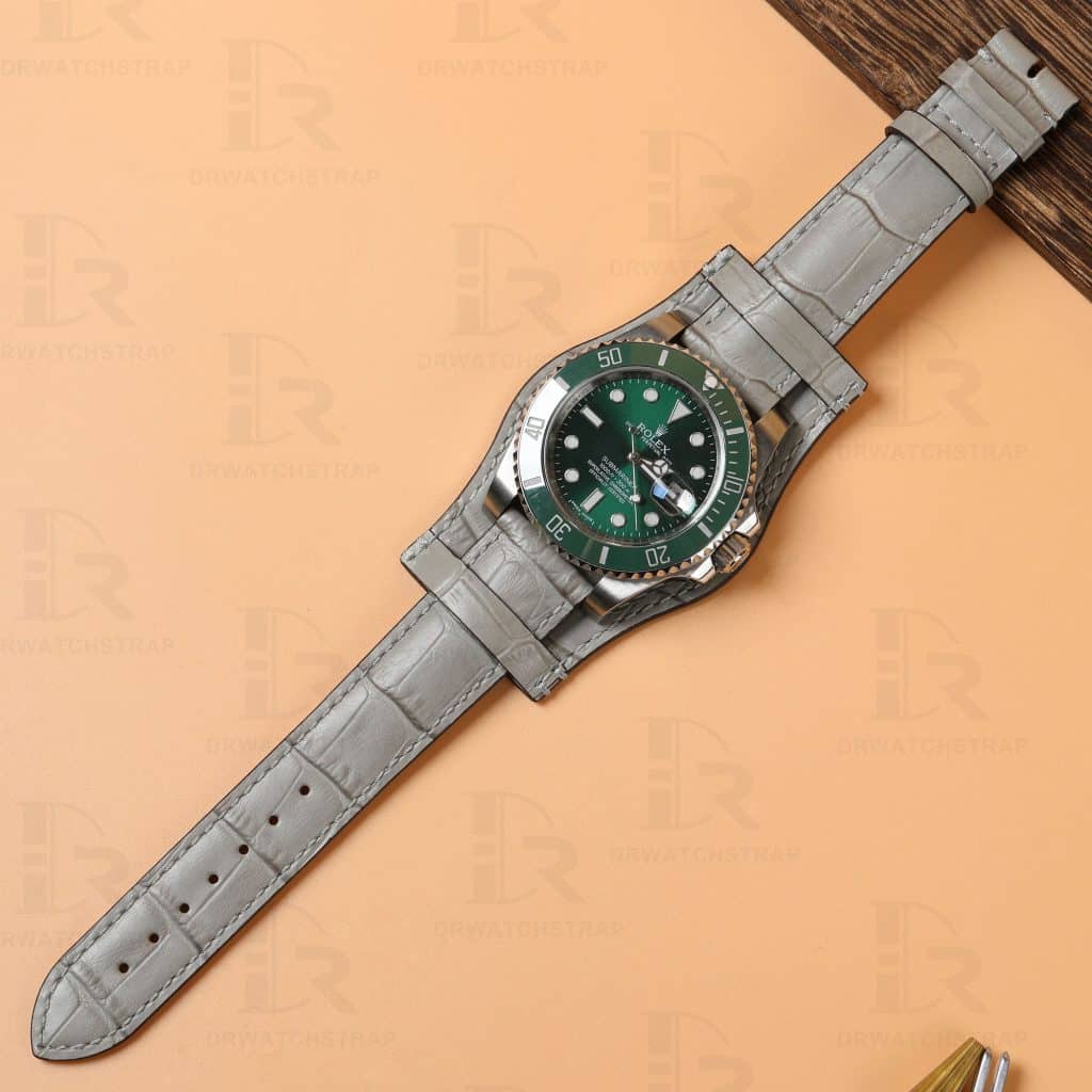 custom leather watch strap alligator grain Rolex Bund Strapher watch strap alligator grain watch bands