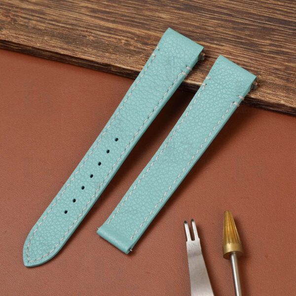 Buy custom New Cartier Santos Tiffany Blue Epsom leather watchband 19mm 21mm replacement watch strap