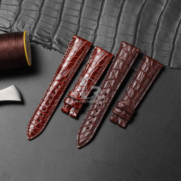 Buy Custom Brown Round scale American Alligator leather Watch Strap replacement for Breguet