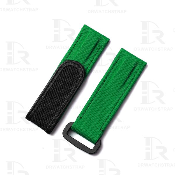 Custom Canvas pattern rubber velcro watch strap replacement for Rolex Green band