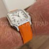 Custom Orange Epsom Leather watch strap for Cartier Santos Large 40mm and Medium 35mm