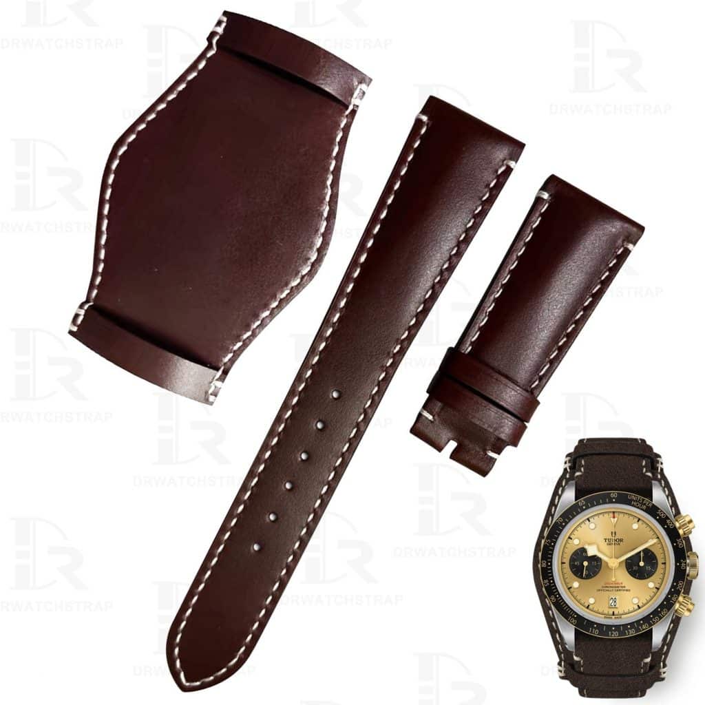 Custom handmade bund leather watch band for Tudor Black Bay watch