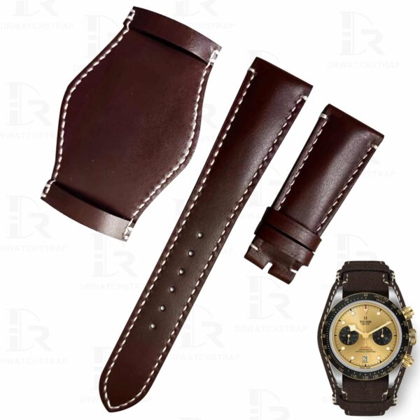 Custom handmade brown leather bund strap and watch band replacement for Tudor Black Bay 58 41 GMT Heritage as well as Rolex watches, Paul Newman Daytona, Omega Speedmaster, Oris, Seiko, Breitling