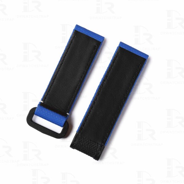 Custom canvas blue replacement velcro rubber band bracelets and watch straps 20mm for Rolex, Blancpain, Omega