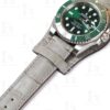 Custom genuine gray calf leather alligator grain 20mm Rolex Bund leather watch band and strap replacement for Rolex, Omega, Tudor, Oris, Daytona, Hamilton