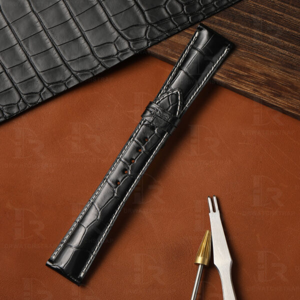 Soft and Pliable genuine alligator leather material watch band