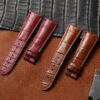 Premium best quality American Alligator OEM custom Rose red Brown 23mm Cartier tank leather straps & watch bands for Cartier Tank & Ronde SOLO watches online from DR Watchstrap - Shop the genuine crocodile handmade leather watch strap and watch band online at a low price