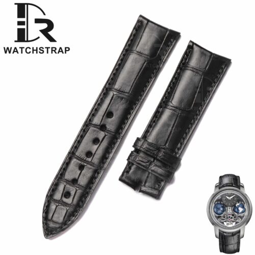 Buy custom Girard Perregaux World Time Series 49870 Black leather Watch band 20mm 21mm 22mm (1)