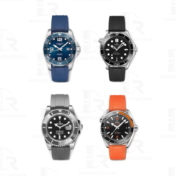 Replacement silicone high flexibility Rolex rubber watch strap toughness double groove 20mm 22mm 24mm waterproof for men women watch bands