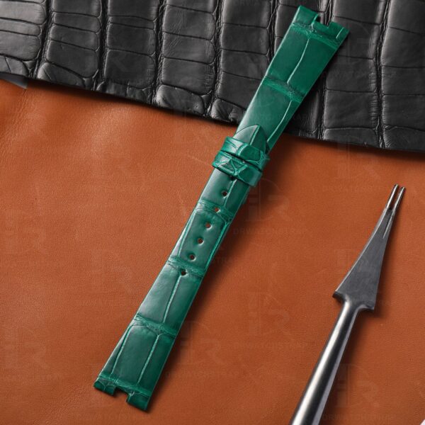 Genuine alligator crocodile Green alligator leather Bvlgari B.Zero 1 watch strap replacement for sale