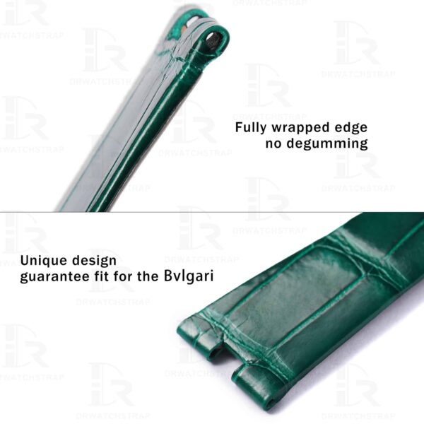 Genuine alligator crocodile Green alligator leather Bvlgari B Zero1 watch band replacement for sale