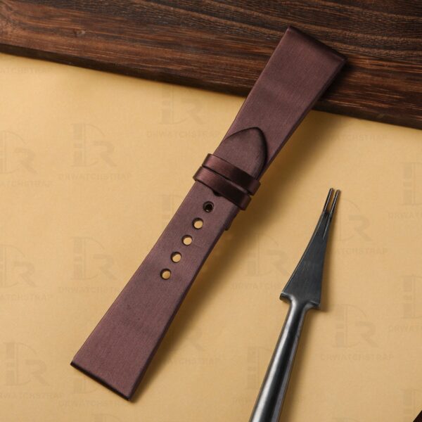 Custom Cartier Tank Divan Brown satin leather watch strap band replacement 24mm 26mm for sale at a low price